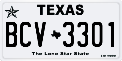 TX license plate BCV3301
