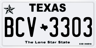 TX license plate BCV3303
