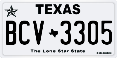 TX license plate BCV3305
