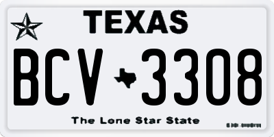 TX license plate BCV3308