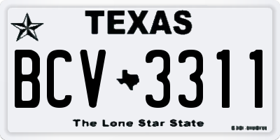 TX license plate BCV3311