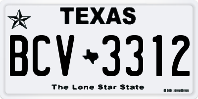 TX license plate BCV3312