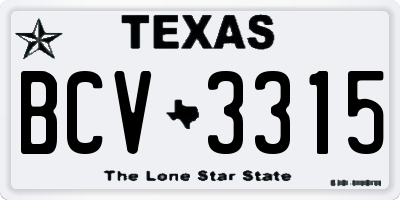 TX license plate BCV3315