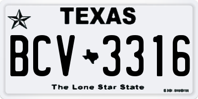 TX license plate BCV3316