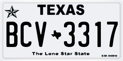 TX license plate BCV3317
