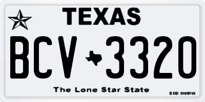 TX license plate BCV3320