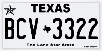 TX license plate BCV3322