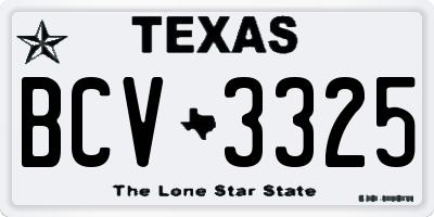 TX license plate BCV3325