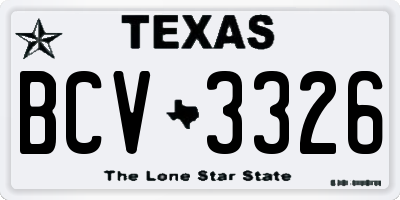 TX license plate BCV3326