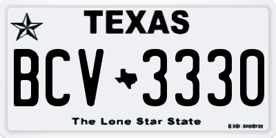 TX license plate BCV3330