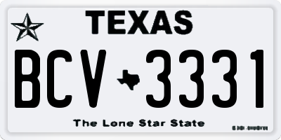 TX license plate BCV3331