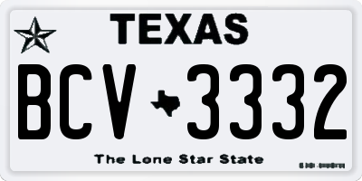 TX license plate BCV3332