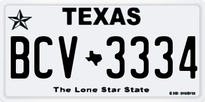 TX license plate BCV3334