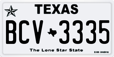 TX license plate BCV3335