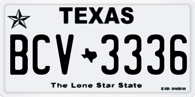 TX license plate BCV3336