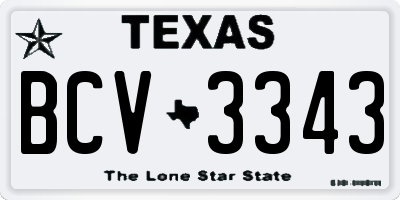 TX license plate BCV3343