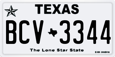 TX license plate BCV3344