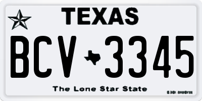 TX license plate BCV3345