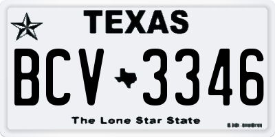 TX license plate BCV3346