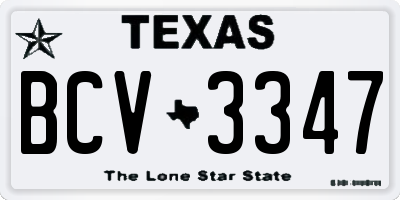 TX license plate BCV3347