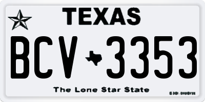 TX license plate BCV3353