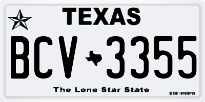 TX license plate BCV3355