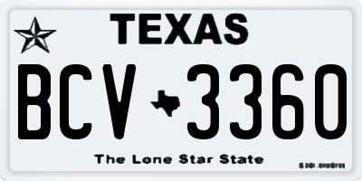 TX license plate BCV3360