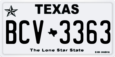 TX license plate BCV3363