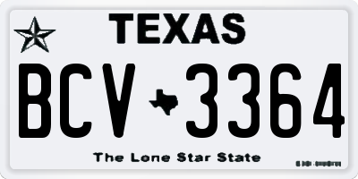 TX license plate BCV3364