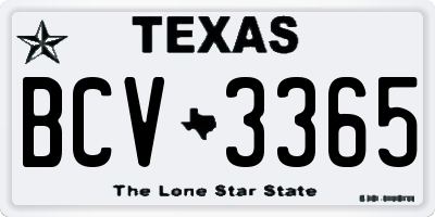 TX license plate BCV3365