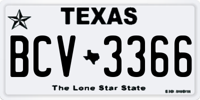 TX license plate BCV3366