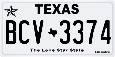 TX license plate BCV3374