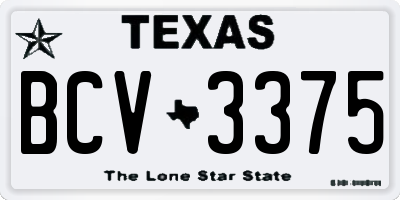 TX license plate BCV3375