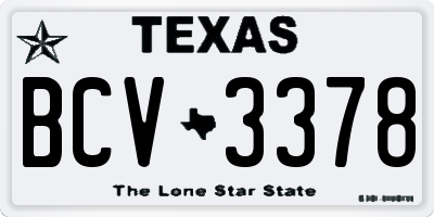 TX license plate BCV3378