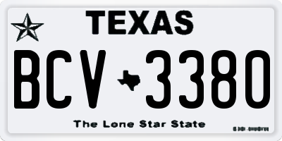TX license plate BCV3380