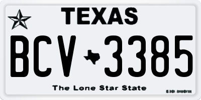 TX license plate BCV3385