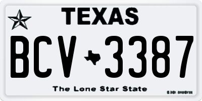 TX license plate BCV3387