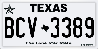 TX license plate BCV3389