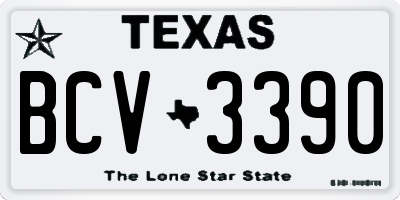 TX license plate BCV3390