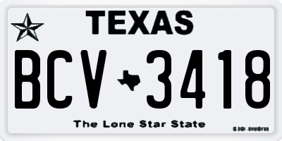 TX license plate BCV3418