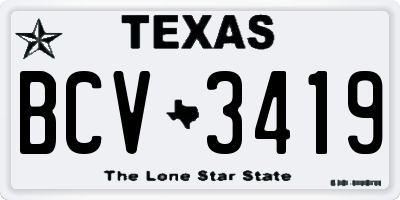 TX license plate BCV3419