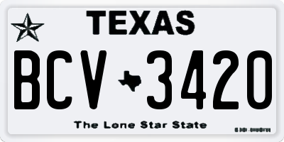 TX license plate BCV3420