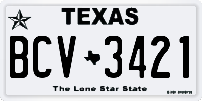 TX license plate BCV3421