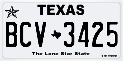 TX license plate BCV3425