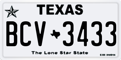 TX license plate BCV3433