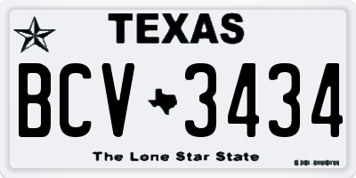TX license plate BCV3434