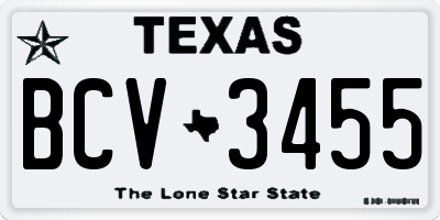 TX license plate BCV3455
