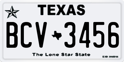 TX license plate BCV3456
