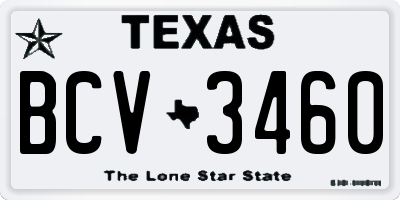 TX license plate BCV3460