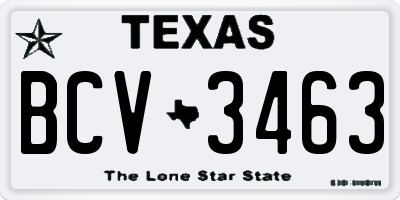 TX license plate BCV3463